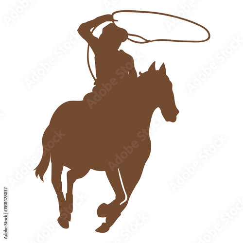 Horse ride cowboy rope wild west silhouette