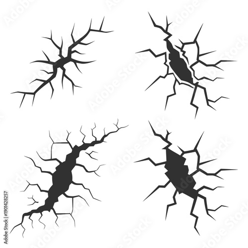 Four distinct black and white illustrations of neurons with varying complexity and structure