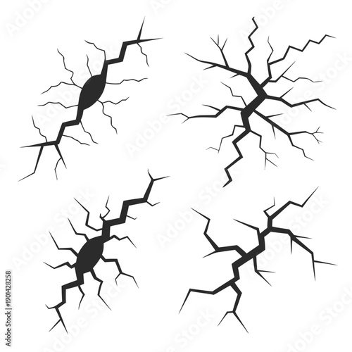 Four distinct black and white neuron illustrations with varying branch patterns.
