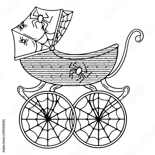 Spiders baby stroller line art