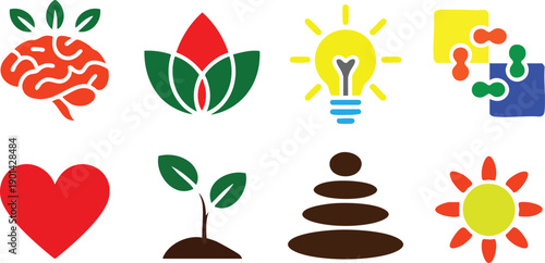Mental Health Wellness Icon Set