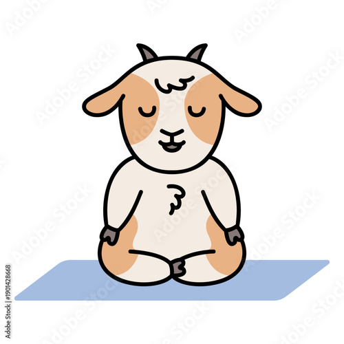 Goat yoga zen pose character cartoon