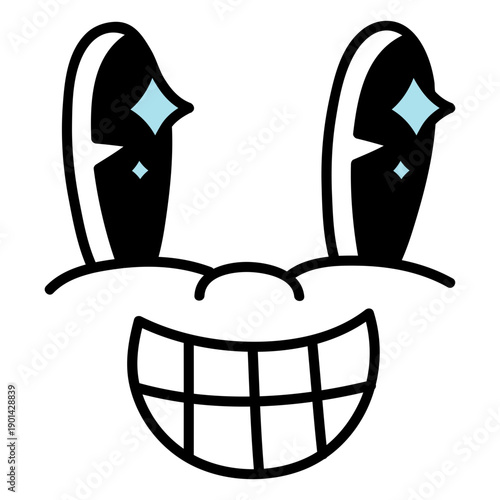 Face of a cartoon smiling