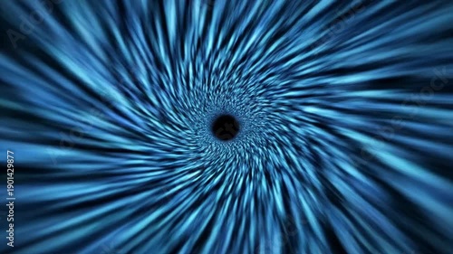 Abstract tunnel of hyperspace in blue tones moving through digital space with vortex and dynamic effect,scifi simulation