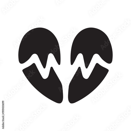 Broken heart vector silhouette 