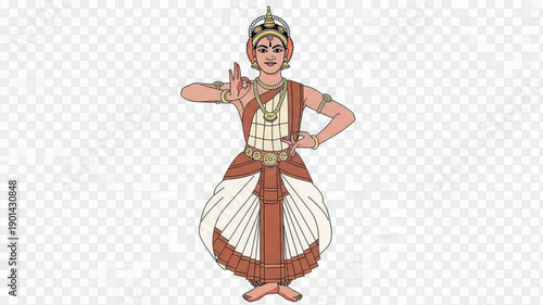 Traditional indian bharatanatyam dancer in ornate costume posing