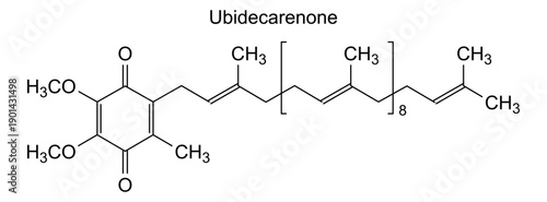 Ubidecarenone, chemical structure of ubidecarenone, drug substance