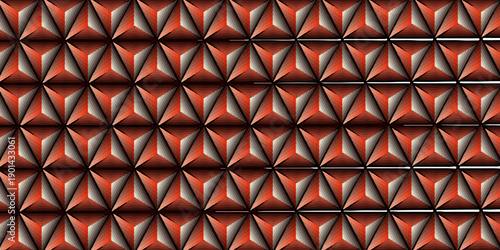 Vector seamless geometric pattern with gold foil outline and deep blue watercolor polygons. Modern hexagon tile abstract background.