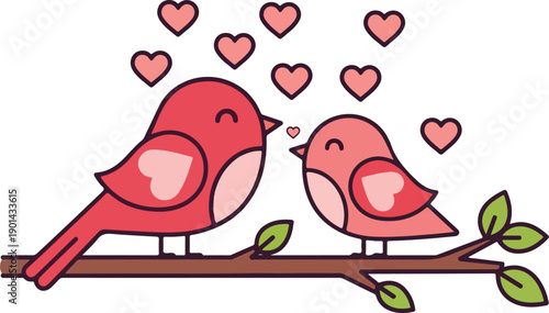 Valentine love birds flat vector design eps