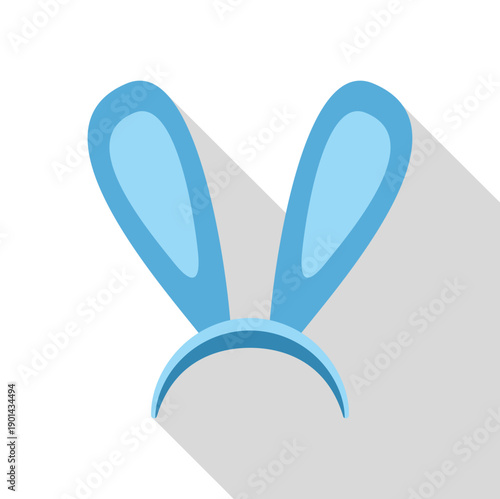 Blue bunny ears headband with a flat design shadow on a white background