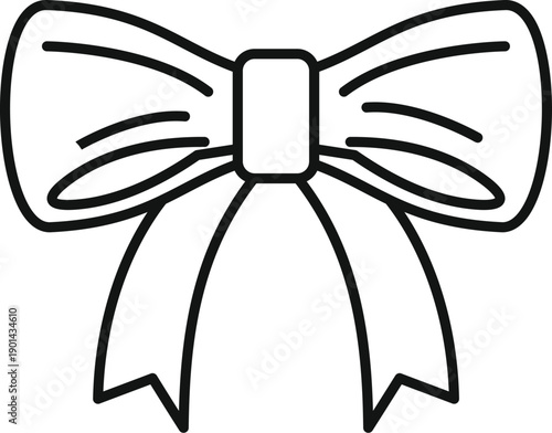 Bow ribbon outline forming a knot, symbolizing gifts, celebration, and packaging