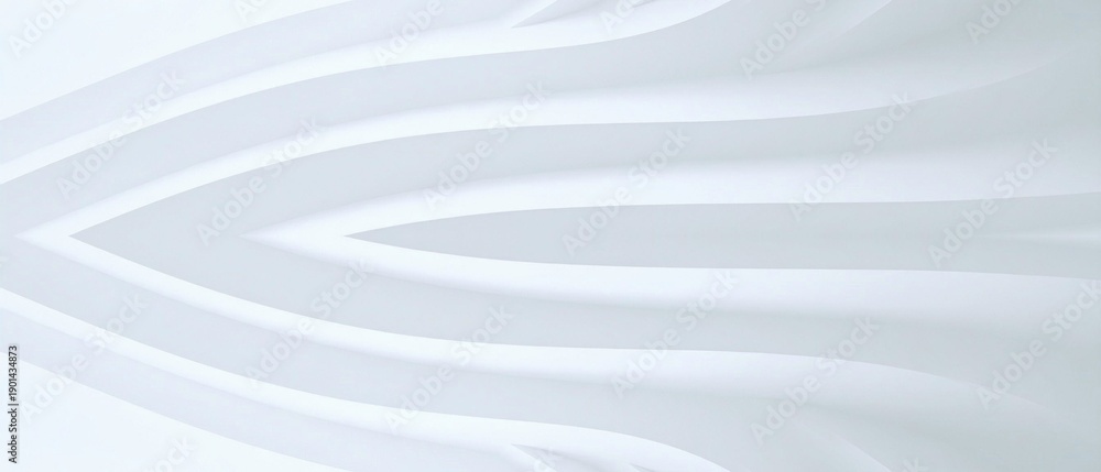 Obraz premium Abstract minimalist composition featuring smooth, flowing, white wavy layers creating a subtle three dimensional texture background effect.