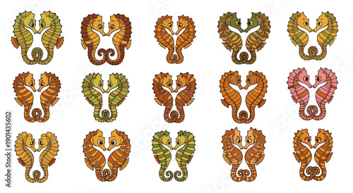 Collection of colorful butterfly illustrations with diverse wing patterns