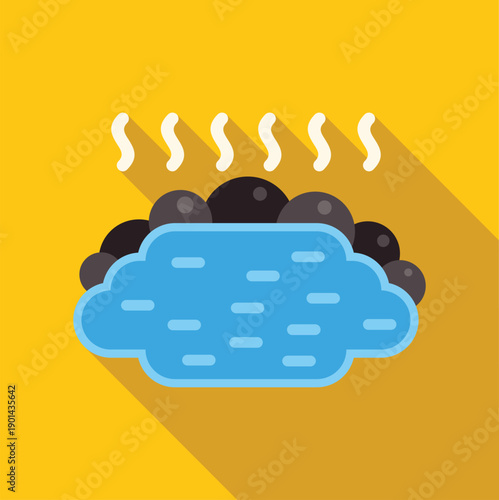 Hot spring pool with rocks generating warm steam, symbolizing relaxation and wellness