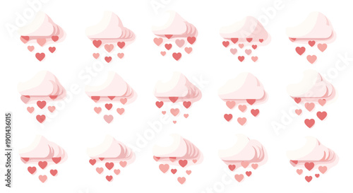 Collection of pink and red hearts with love and romance theme