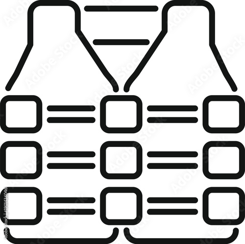 Outline icon representing a life vest offering protection and safety