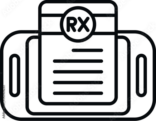 Smartphone displaying a digital medical prescription with an rx symbol