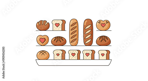 Collection of bakery bread pastries and sweet treats