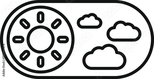 Toggle switch presenting sun and clouds for weather control or mode selection