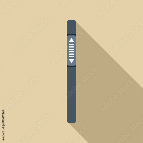 Vertical scroll bar user interface element with up and down arrows and long shadow