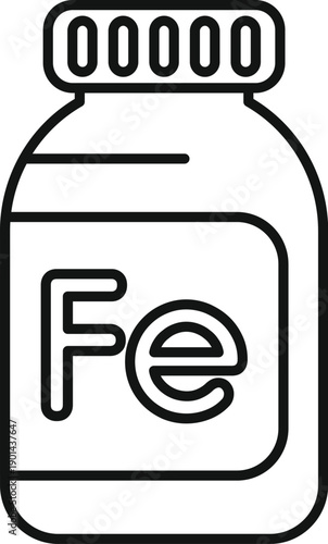 Iron supplement medicine bottle illustrating a health and nutrition icon