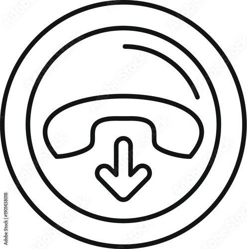 Phone receiver icon with a downward arrow closing a conversation