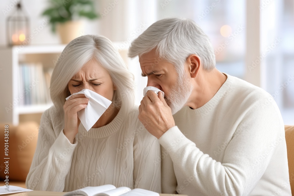 custom made wallpaper toronto digitalSenior couple suffering from cold or flu at home