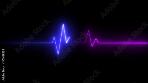 neon heartbeat cardiogram pulse animation abstract background,glowing neon heart beat icon animation on black background. Neon heartbeat icon ECG heartbeat signal icon animation, heartbeat pulse icon 