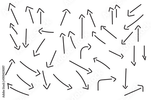 Hand Drawn Arrow Set Collection With Curved And Straight Direction Symbols For Infographics Presentations Workflow Diagrams UI UX And Creative Design Use