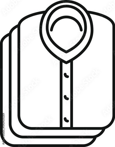 Stacked clean folded shirts representing laundry and dry cleaning services line art