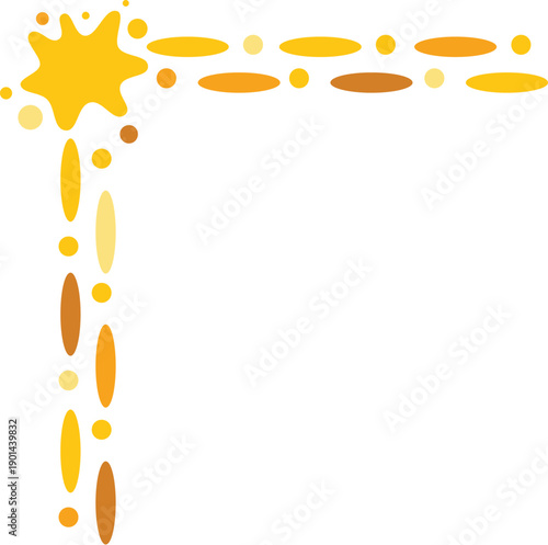 Abstract border frame featuring yellow and orange splat, dots, and elliptical shapes