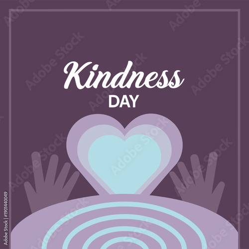 World kindness day celebration with heart shape and helping hands illustration, concept of charity and compassion