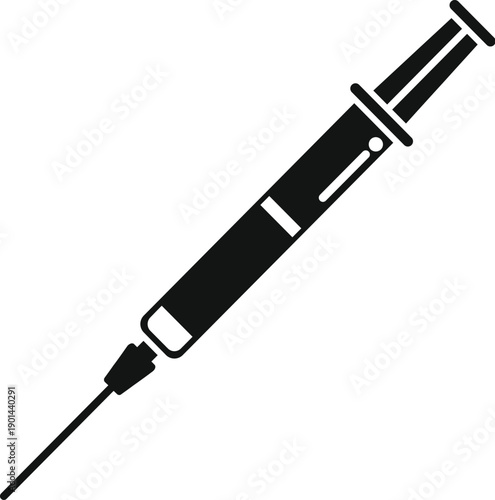 Syringe with needle containing liquid, representing medicine and health