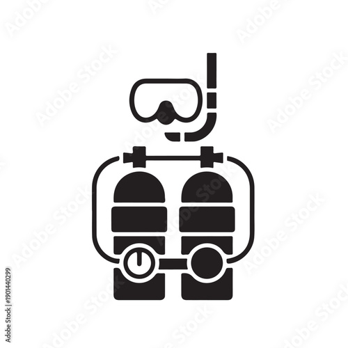 Underwater diving gear and scuba equipment illustration