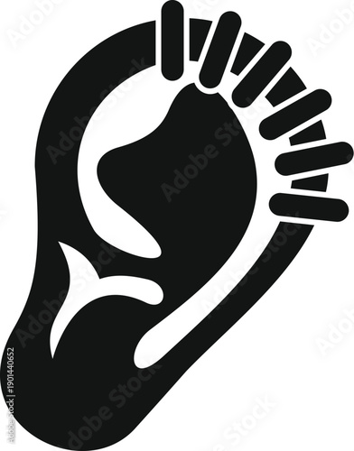 Human ear silhouette showing various cartilage piercings on the helix