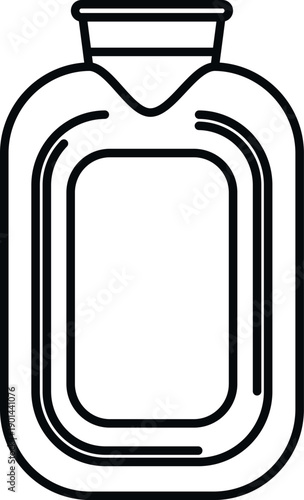 Hot water bottle outline icon representing heat and therapeutic comfort