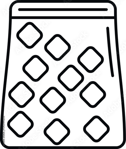 Plastic bag containing ice cubes for cooling beverages or injuries