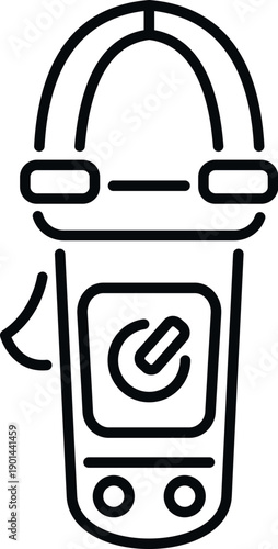 Clamp multimeter for electricians performing electrical current measurement outline