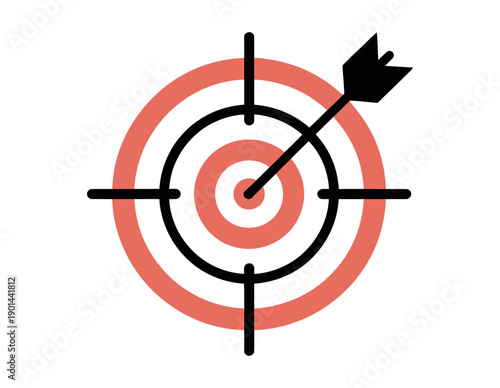 A graphic illustration of a target with an arrow hitting the bullseye, symbolizing accuracy and precision.