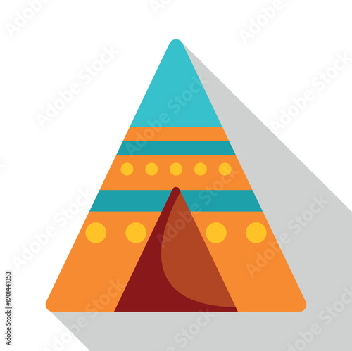 Indigenous teepee offering traditional housing with colorful patterns