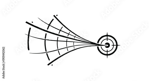 Geometric lines converging on circular target