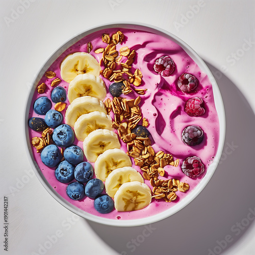 Smoothie bowl with fruit and granola topping