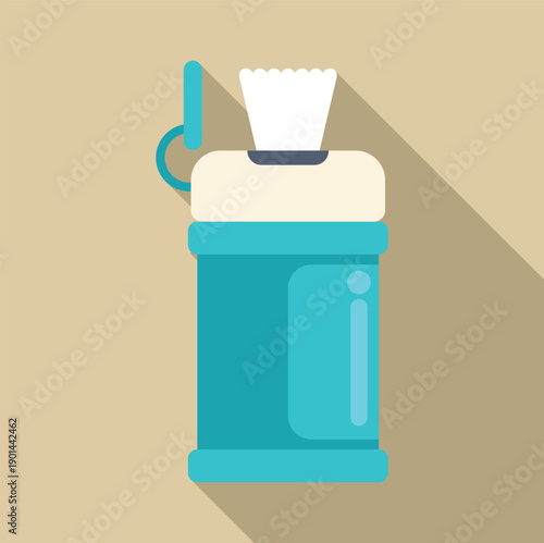 Wet wipes in a blue dispenser promoting hand sanitation and surface cleaning