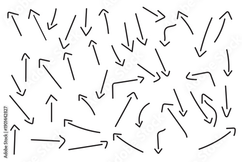 Hand Drawn Arrow Set Collection With Different Directions And Curved Lines For Infographics Presentations UI UX Design And Creative Graphic Elements