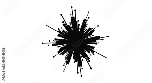 Abstract black explosion on white background