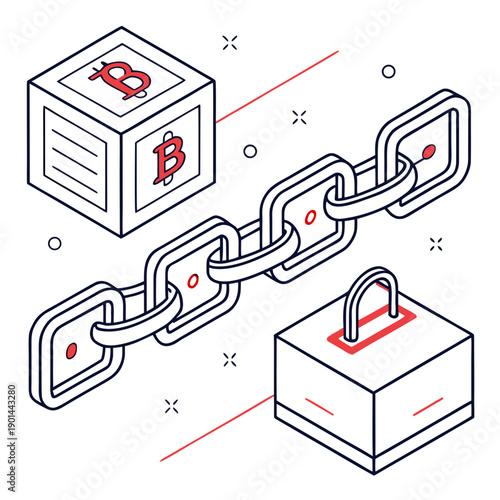 Illustration of a blockchain network connecting two devices