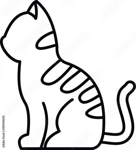Feline pet with stripes, sitting in a clean vector illustration