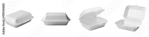 Schilderij op canvas Styrofoam Takeaway Food Container Mockup Collection Blank White Disposable Clams