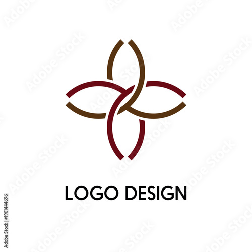 Abstract Interlocking Knot Logo Design with Maroon and Gold Circles; Professional Brand Identity Icon for Law Firm, Consulting, Finance, Security, and Celtic Heritage Business Corp