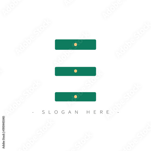 Minimalist Interior Design Logo Featuring Abstract Green Cabinet Drawer Icons with Gold Details   or Modern Home Decor and Furniture Branding Identity